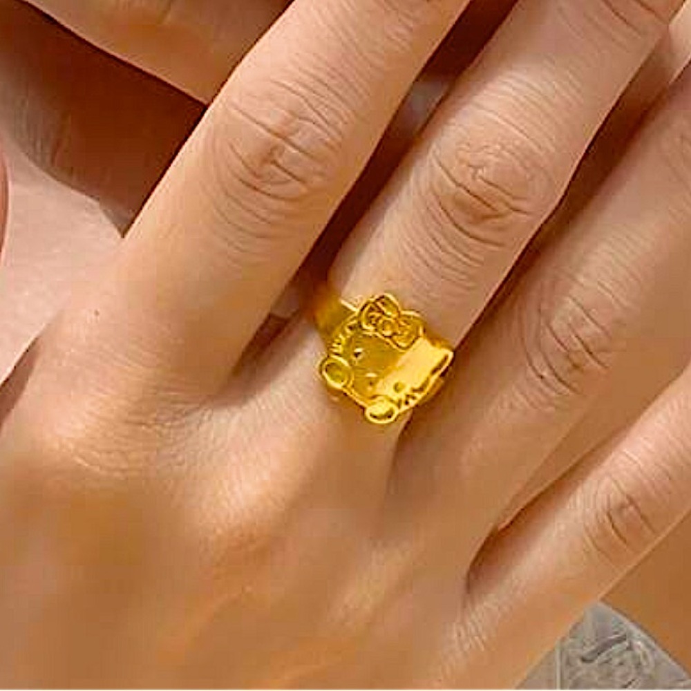 Sanrio Gold-Plated Hello Kitty Adjustable Stainless Steel Ring - Picture 8 of 10